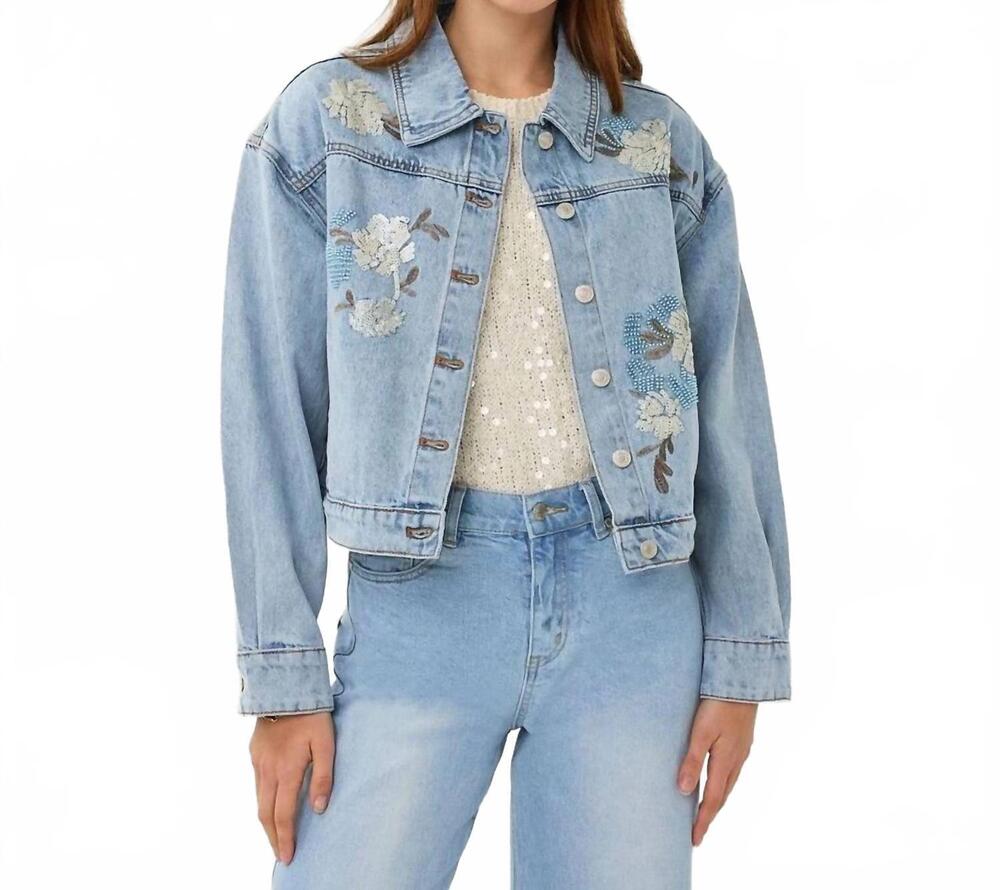 NEW ESQUALO artwork jacket in light denim